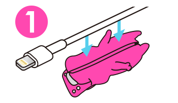 本体のお腹部分の切込みに沿ってケーブルをはめ込む。