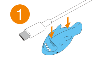 本体のお腹部分の切込みに沿ってケーブルをはめ込む。