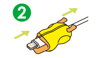 轻拉数据线，让接口处牢牢固定在它们的嘴里。